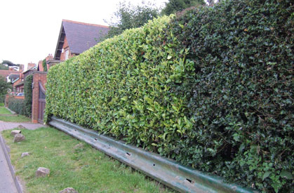 Motorway-style crash barrier protecting a resident's house from the road.